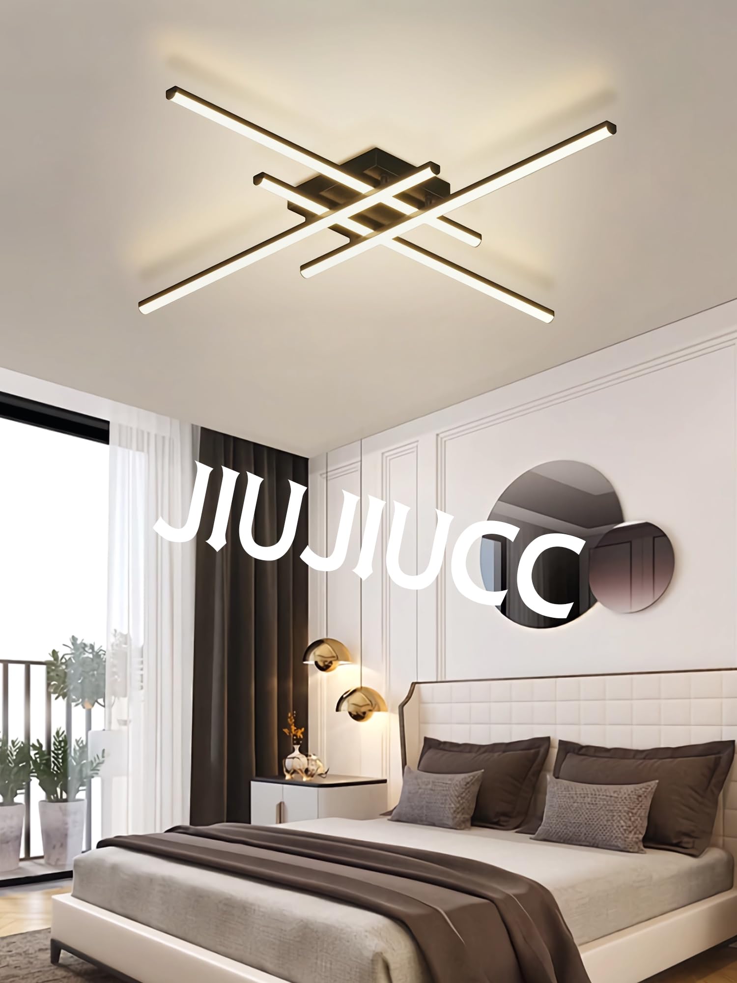 Nowoczesne lampy sufitowe Lampy sufitowe LED 6000k / 4000k/3000k Nowoczesne lampy sufitowe o minimalistycznym designie odpowiednie do sypialni korytarzy salonów jadalni i kuchennych (Czarny,4głowice)