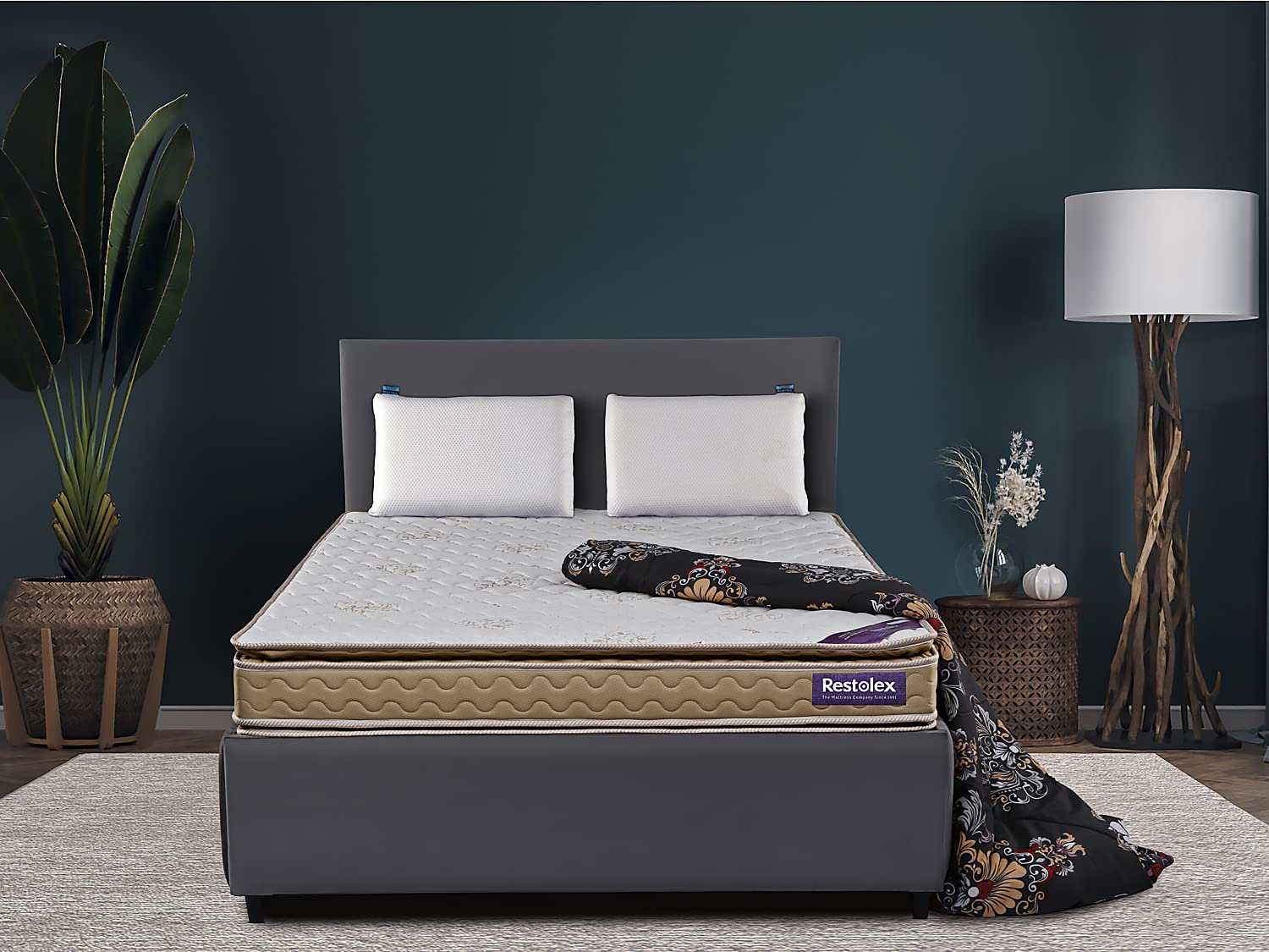 Restolex Nidra Spring Pillow Top-Supportive Spring - Bonnel Mattress-Cream-78 X 72 X 6