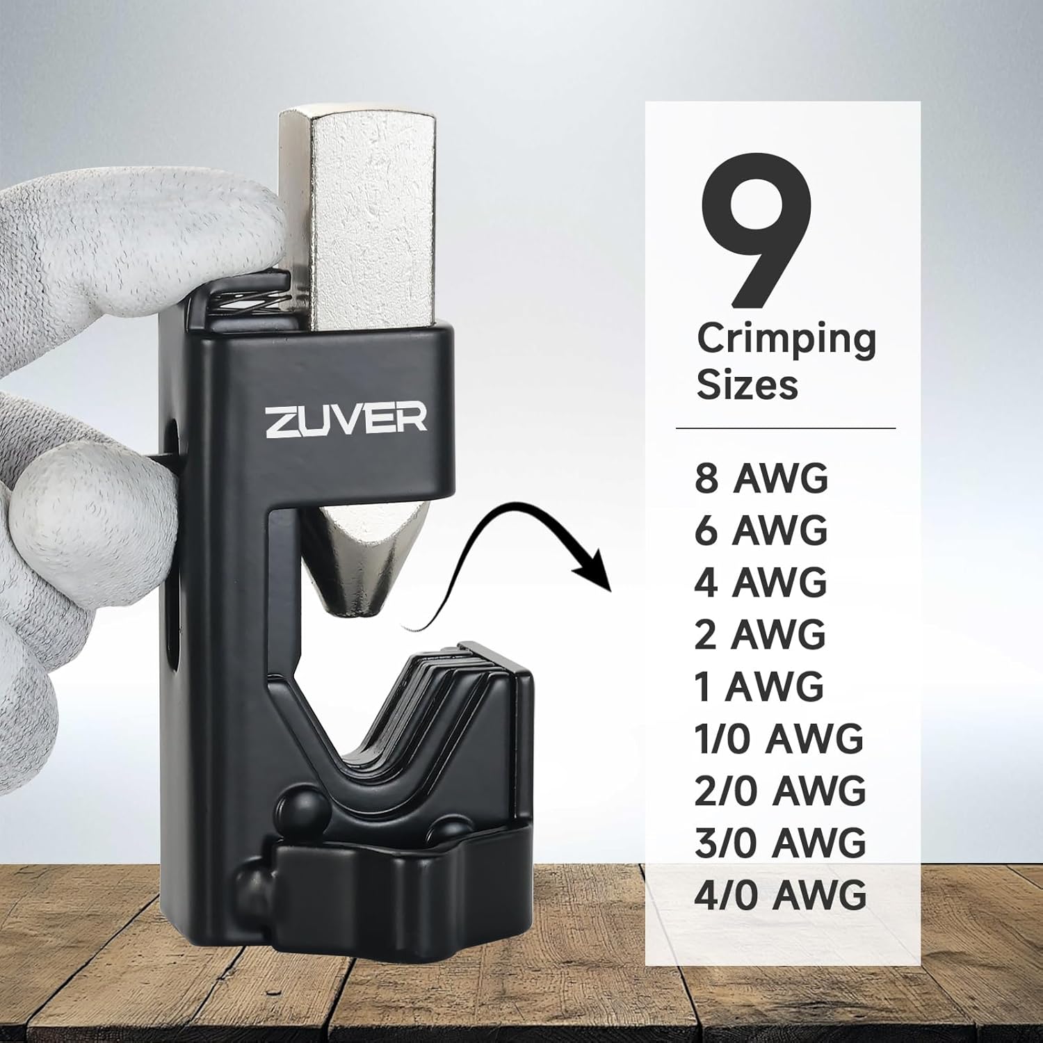 Hammer Lug Crimper Tool for 8 AWG to 4/0 AWG Battery and Welding Cables - Heavy Duty Crimping for Electrical and Automotive Applications