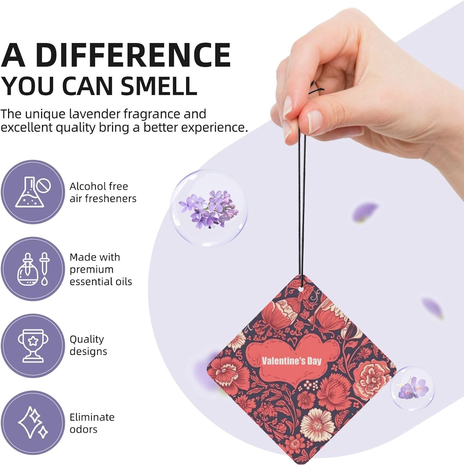 6 Pcs Car Air Fresheners Personalized Floral Pattern Valentine'S Day Aromatherapy Tablets Hanging Fragrance Scented Cards Funny Incense Chips For Rearview Mirror Accessories image 5