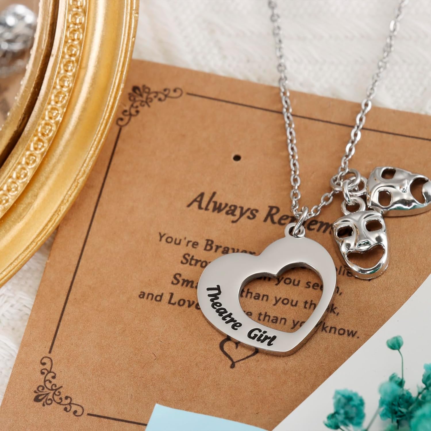 HUTIMY Actress Gifts for Women Young Female Theater Teacher Themed Jewelry Thespian Drama Necklace - Image 5