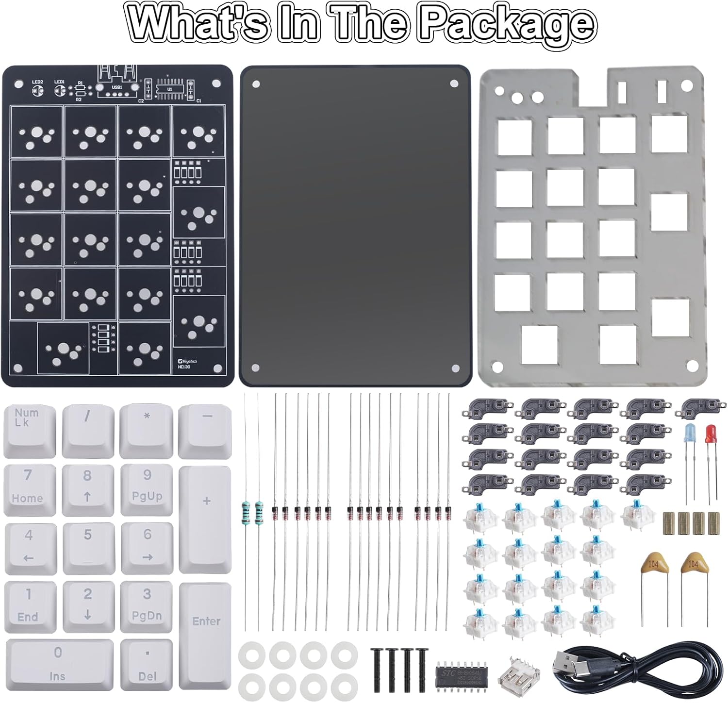 Icstation Numeric Keypad Soldering Practice Kit, 17 Key USB Hot-Swappable Blue Switches Mechanical Number Pad with PBT Keycaps STEM Soldering Project for School Learning Hobbyists Laptop PC Computer