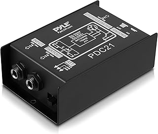 Pyle Premium Direct Injection Audio Box - 2.36" x 4.09" Passive DI Unit Hum Eliminator w/ Input Attenuator to Connect Guitar & Bass, 1/4'' Impedance Transformer Connector to Balanced & Unbalanced XLR