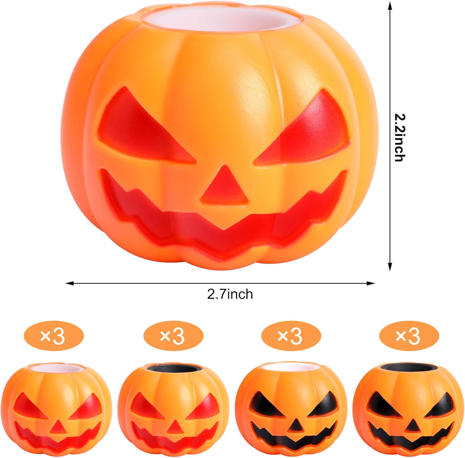 Tlswshsy 12 Pcs Halloween Pumpkin Squishy Toy, 2 Colors Pumpkin Relieve Stress Fidget Toys, Squeeze Sensory Ghost Toys for Halloween Party Decoration Trick or Treat Office Toy - Image 2