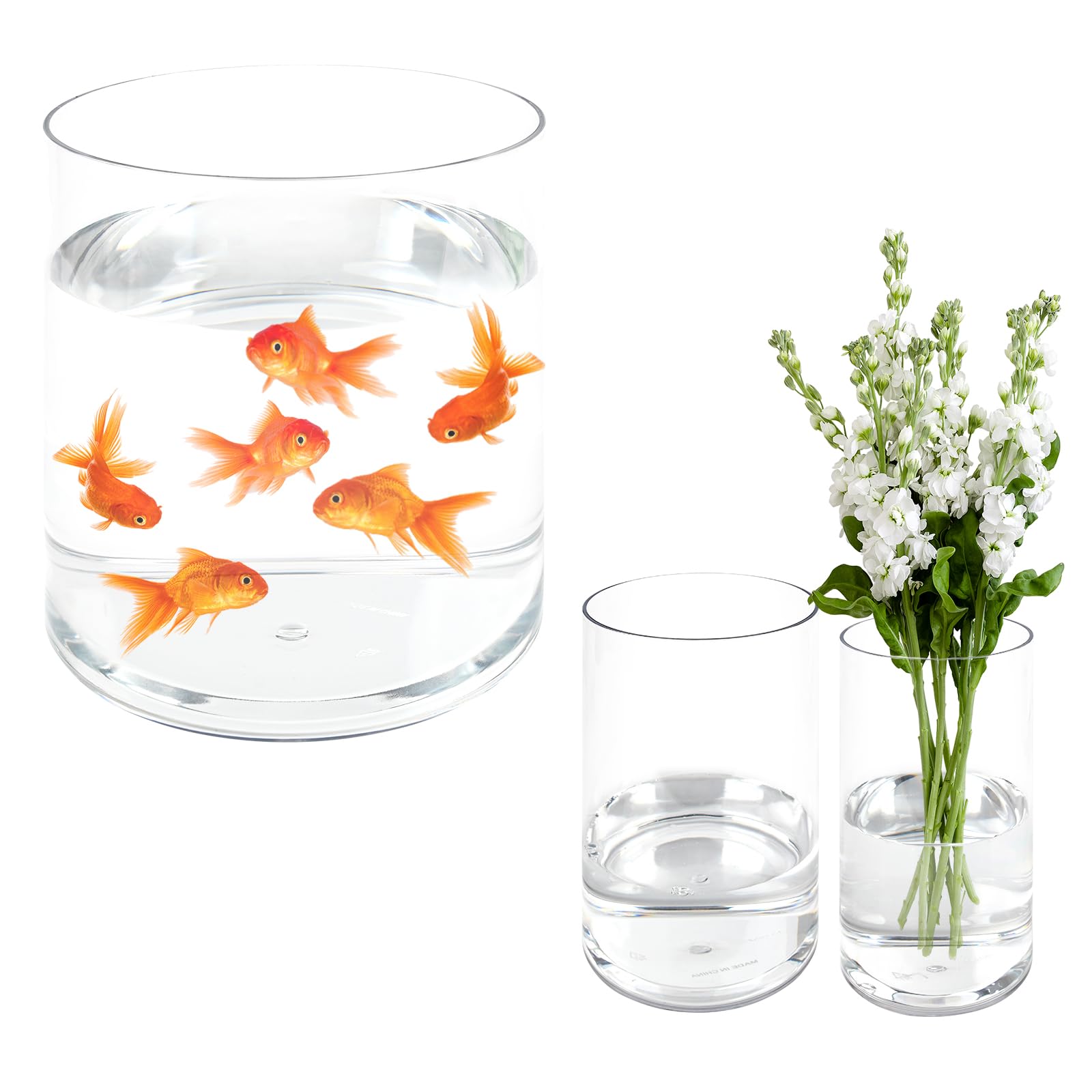Olrla 3 teiliges Acrylvasen 20cm breite Zylinder, klar und bruchfest, für Hochzeitstischdekorationen, Florale Haus-, Büro- und Tischdekorationen