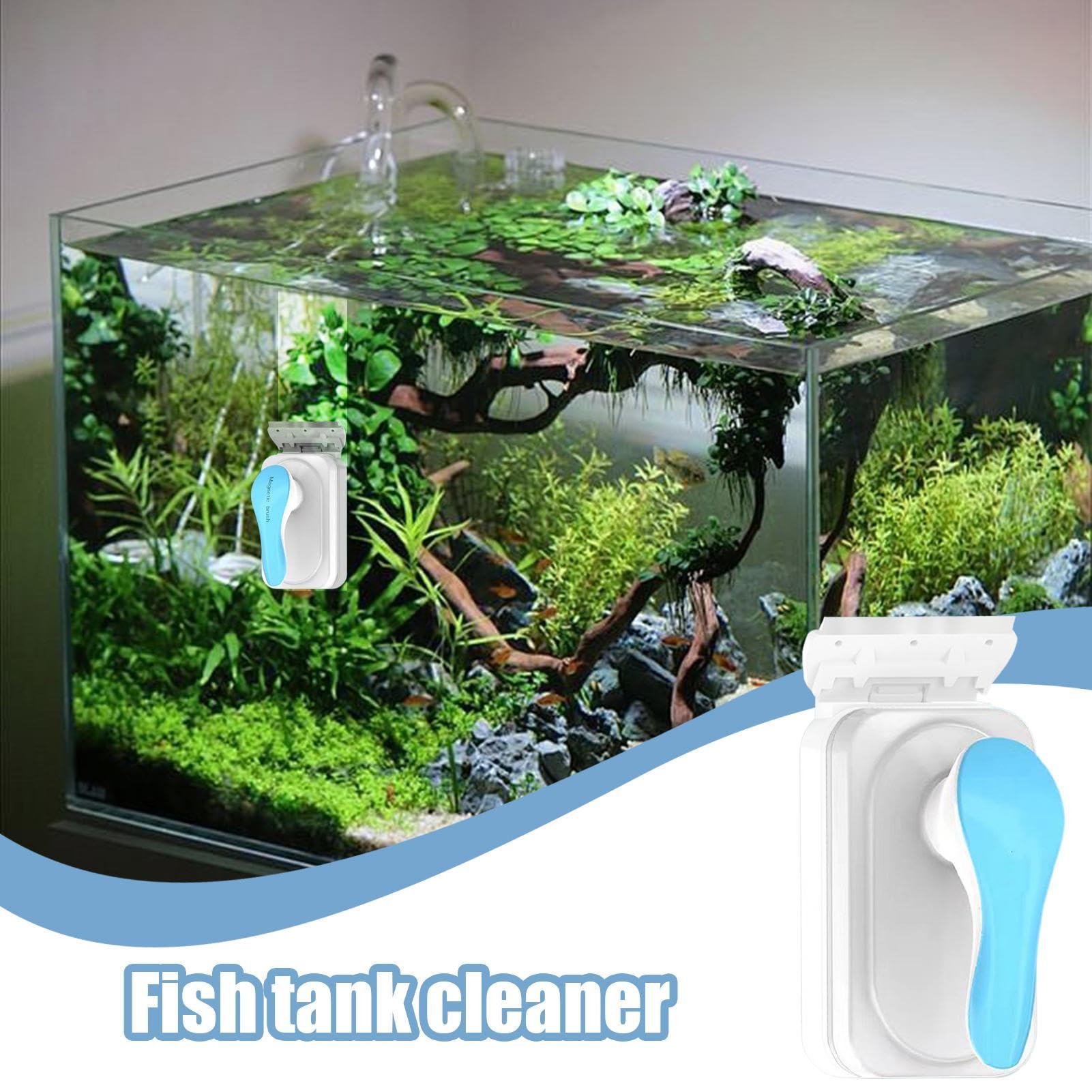 Aquarium Magnety Cleaner Cepillo, Aquarium Magnetic Glass Cleaner Fish Tank