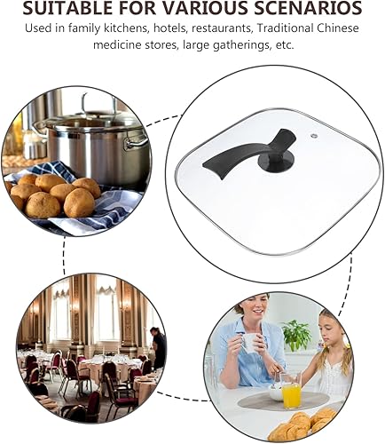 Miniatura 2 de Cabilock Tapa templada de cristal cuadrado eléctrico multifuncional con mango vertical inoxidable resistente al calor para cocinar sartenes