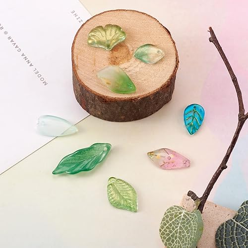 Miniatura 13 de Craftdady Dijes de cuentas de hojas de arce transparentes, colgantes colgantes de adorno para colgar, bonitos dijes para collares, pulseras, Hoja