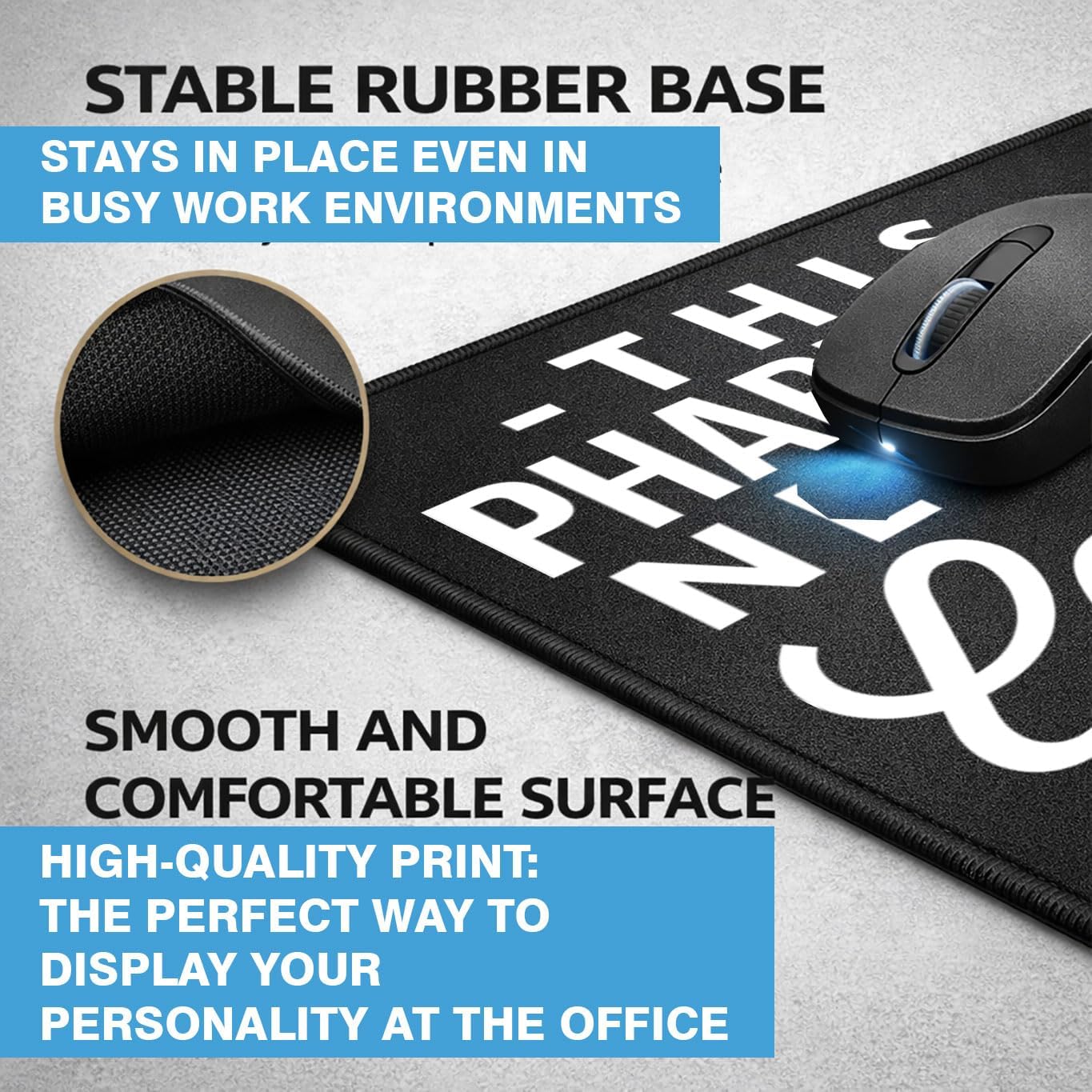 Pharmacist Mouse Pad Set, Rubber, Black, Non-Slip Base, Office, 9.5x8 inches, Coffee Theme, Rectangular, 2 Pack image 3