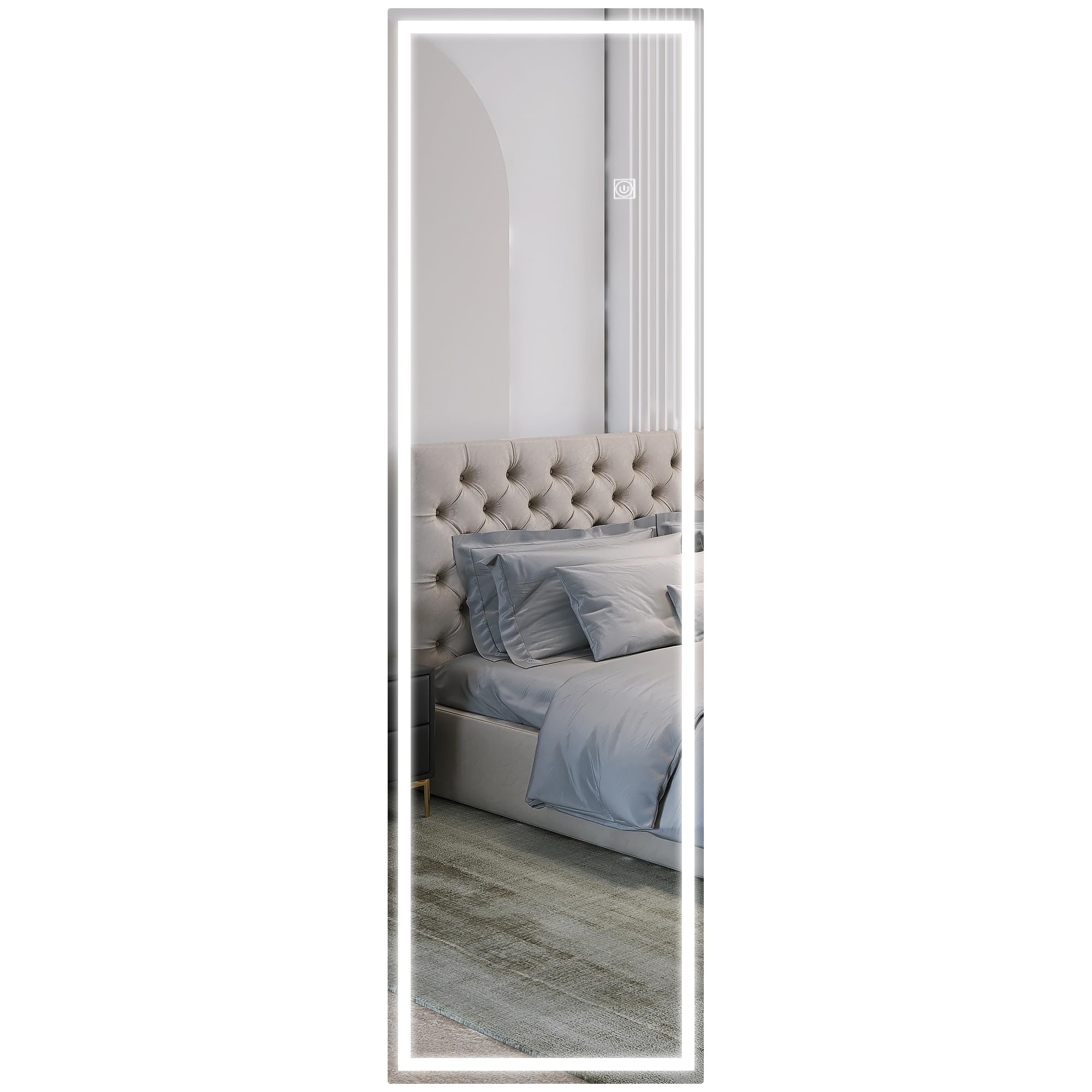 Espejo de Pared HOMCOM 120 x 40 cm Espejo de Cuerpo Entero con iluminación LED, 3 Barras de luz, Espejo Rectangular con Interruptor táctil, función Memoria para Dormitorio, baño