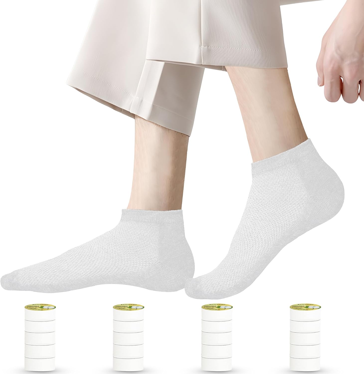 20 Pairs Disposable Compressed Low Cut Ankle Quarter Socks for Travel Gym Hotel Portable Single Use Socks