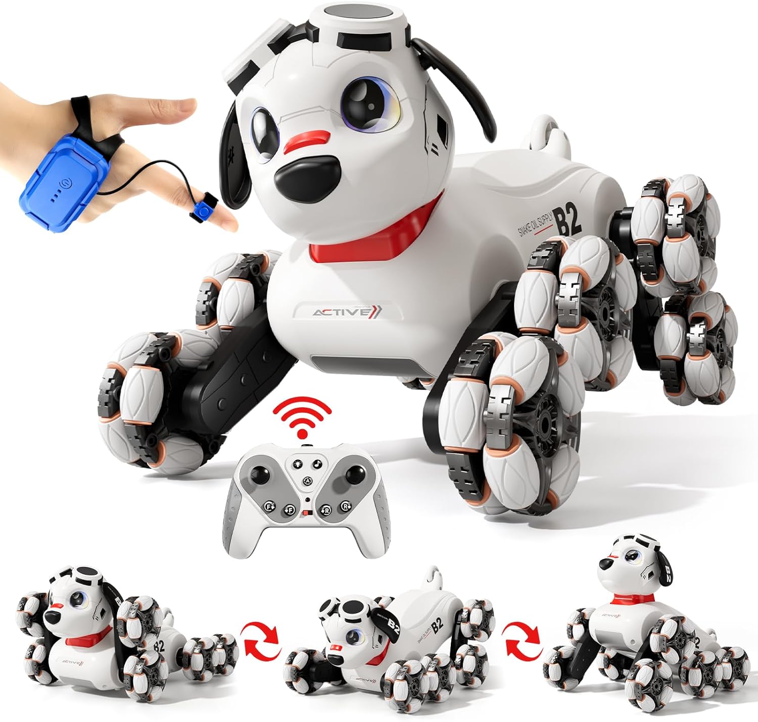 Aprilwolf 8WD Gesture Sensing Stunt Robot Dog RC Car Toys for Ages 8-13 Boys, Robot Toys for 6 7 8 9 10 11 12 Year Old Kids Birthday Gift, Outdoor & Indoor