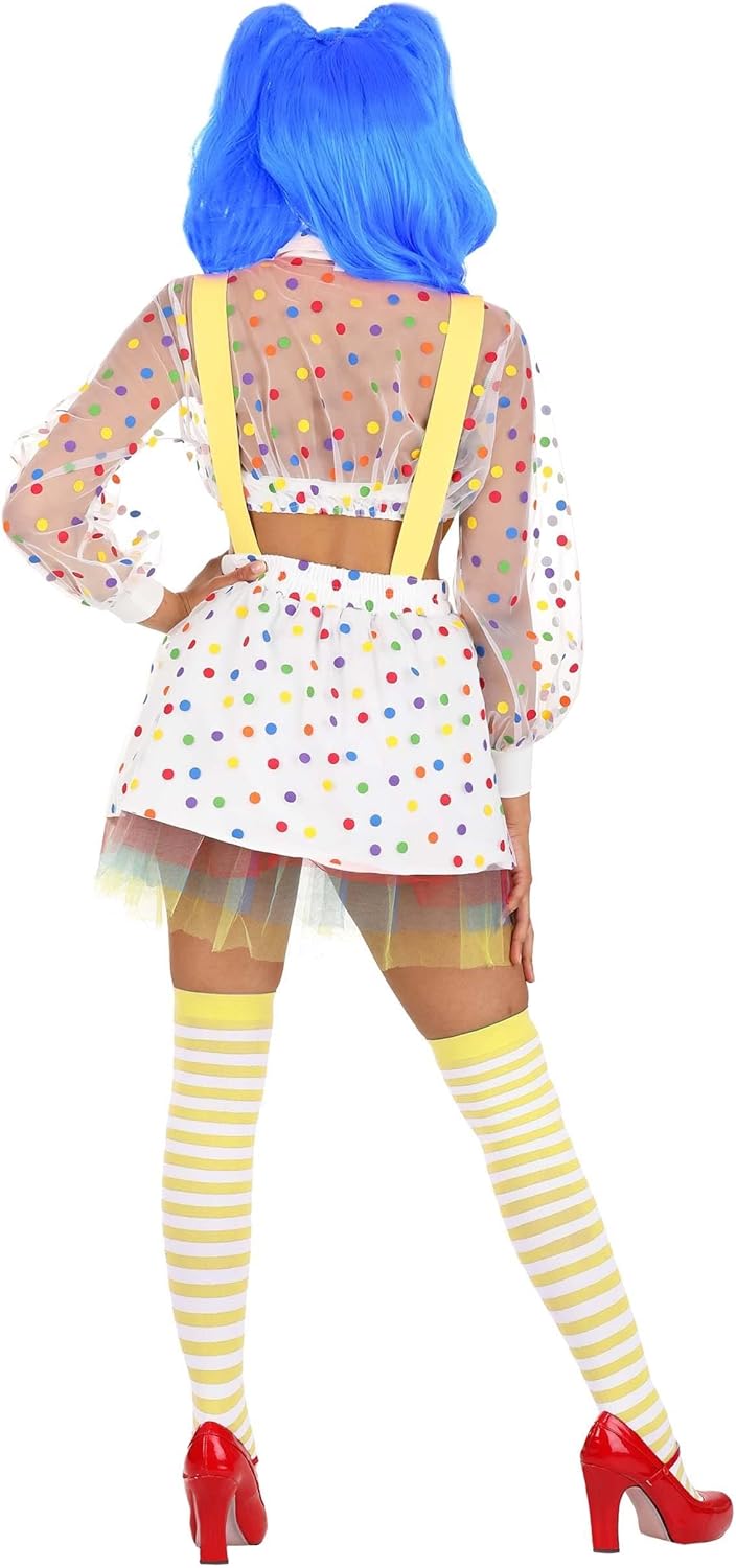 Fun Costumes Clown Costume For Women, Circus Outfit | Polyester And Nylon Material, Colorful Midriff Shirt With Front Button - Image 3