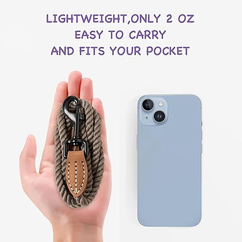 Miniatura 6 de Mile High Life Correa para perro, correas de cuerda de algodón trenzada con punta de sastre de cuero con punta de cuero, cierre de metal resistente,