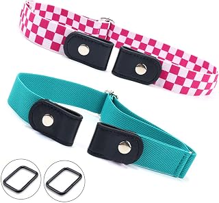 2 Pieces Detachable Buckle Stretch Belt for Girls Buckle Free Kids Belt Belts for Jeans & Pans & Skirts