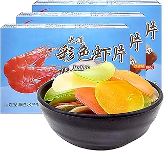 Prawn Crackers,Uncooked Prawn Chips Colored Shrimp Chips Snack, Crispy Shrimp Flavor Chip Snacks,Shrimp Crackers for Adult and Child (3 boxes/450g/15.87oz)