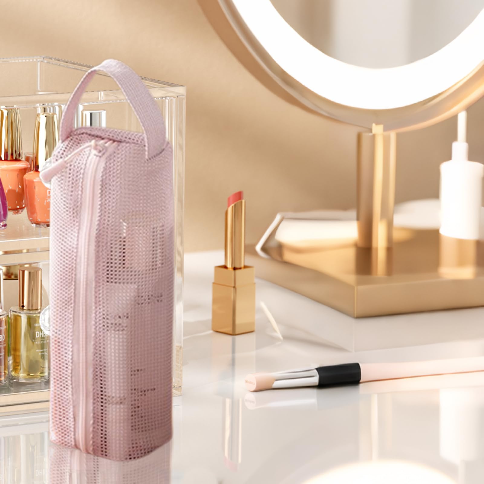 Borsa da Toilette da Viaggio Piccola Compatta Multifunzionale Mesh