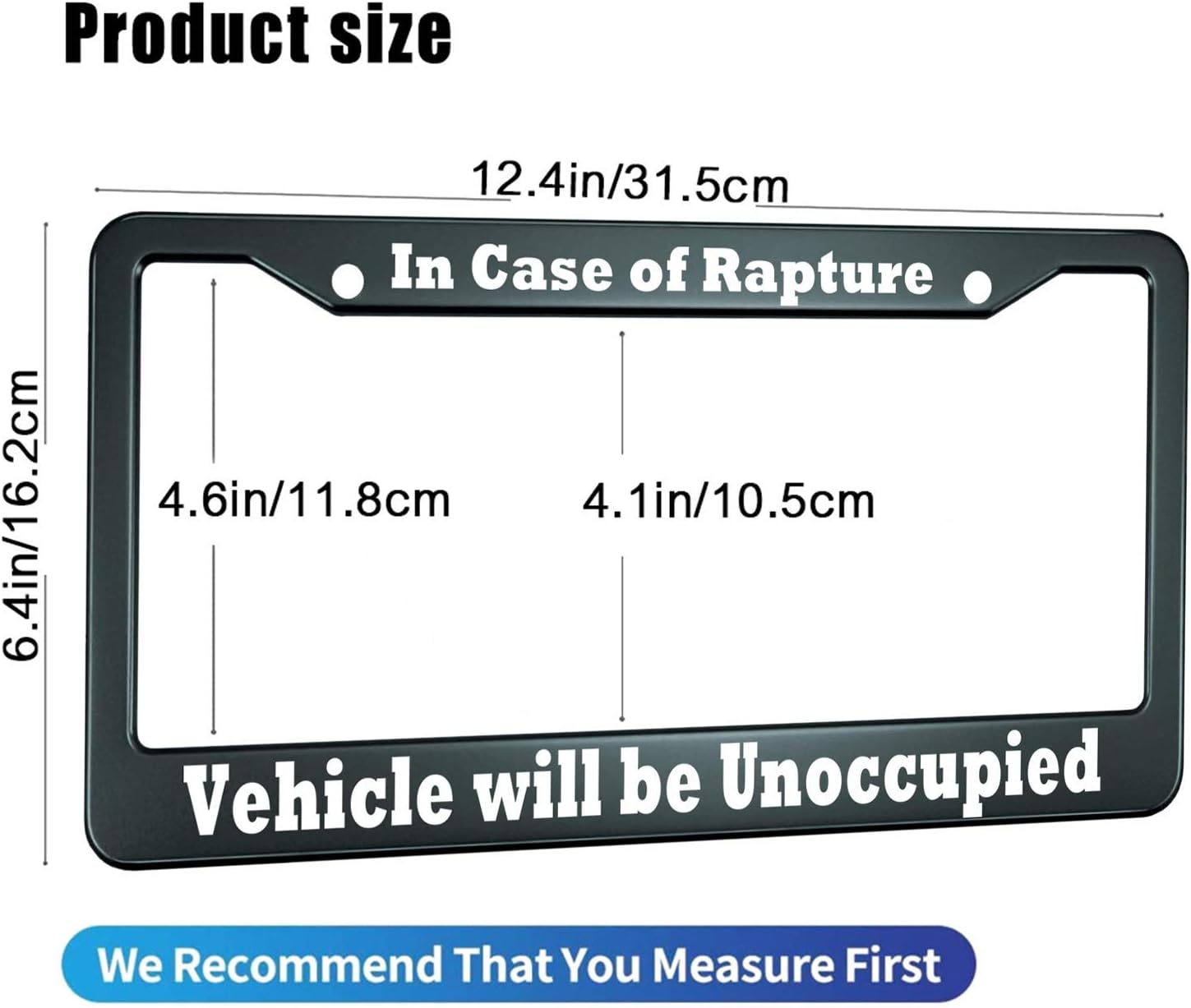 HOSNYE in Case of Rapture Vehicle Will be Unoccupied License Plate Frame Metal License Plate Cover Front Plates Frames Car Tag Frame for Women Men US Vehicles Standard image 2