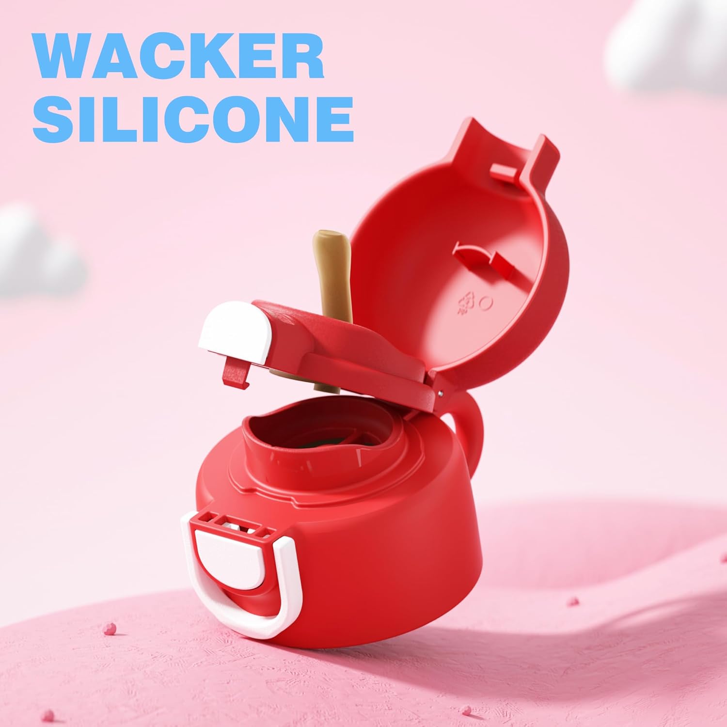 22 oz Kids Water Bottle with Lid and Straw, Insulated Stainless Steel Tumbler Leak Proof, Portable Iced Travel Coffee Mug, Apple - Image 5