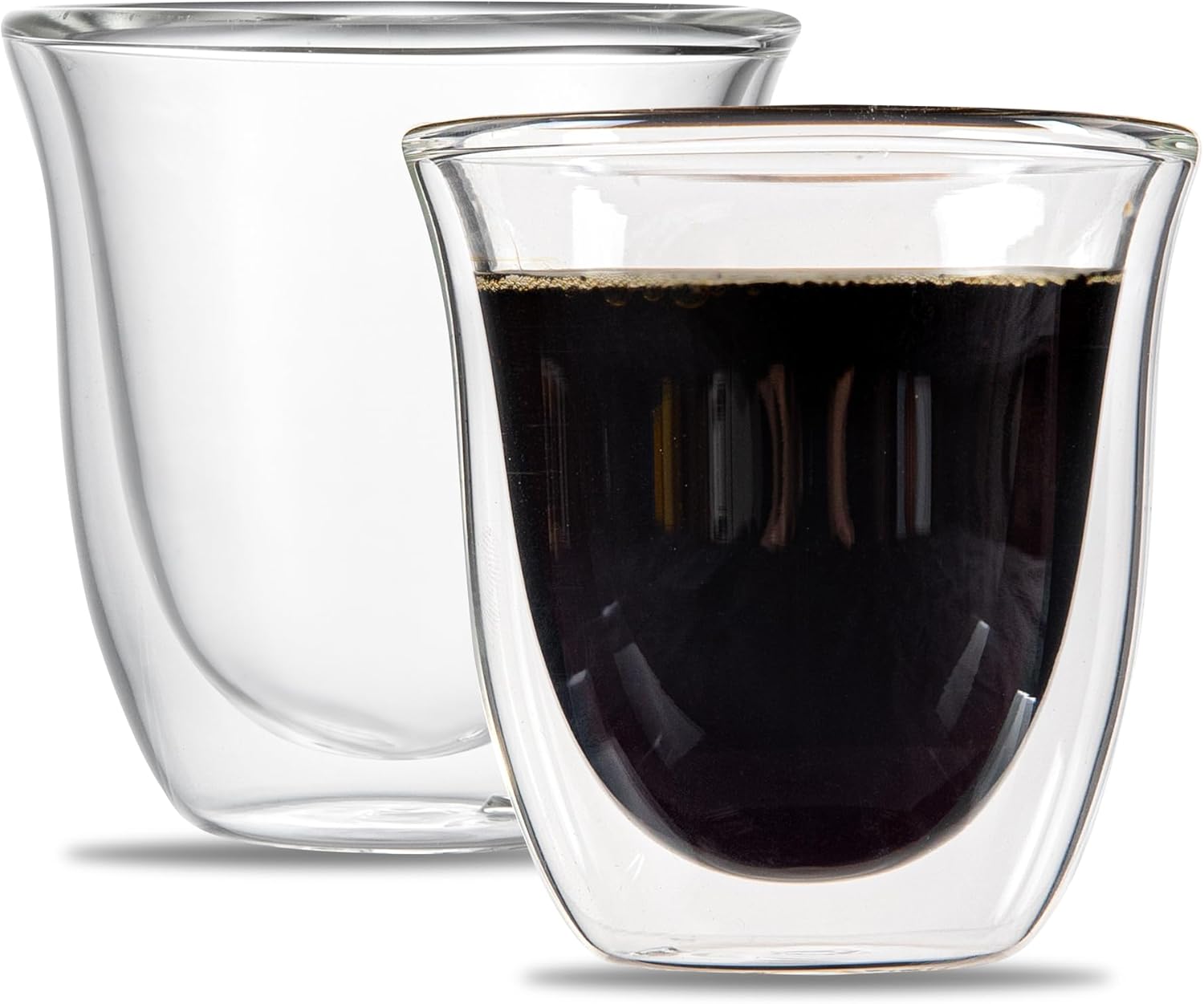 Restaurantware Coffee Cup 12 Pack of 2.72 oz Insulated Double-Wall Glass Borosilicate Coffee Cup Espresso Shot Dishwasher Safe For Hot Drinks