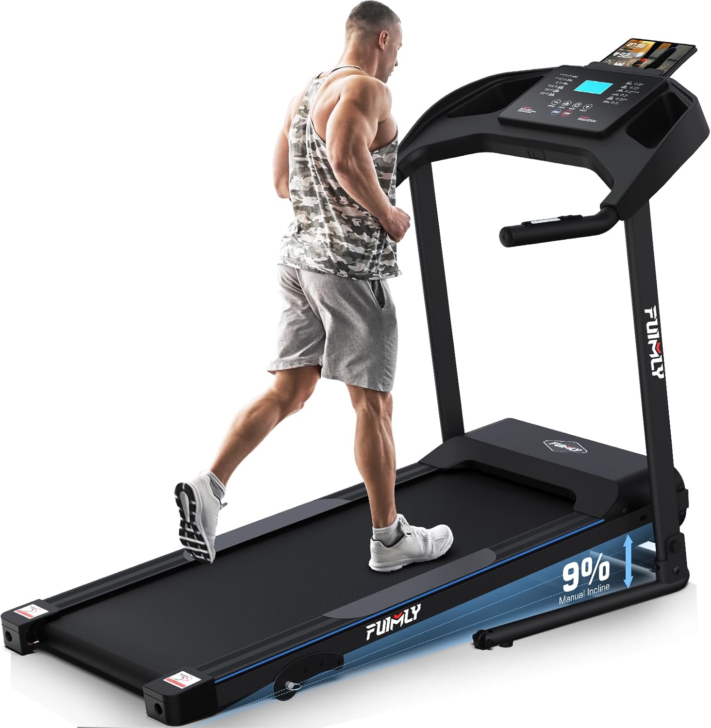 Incline Treadmill Foldable, Smart Portable Treadmills for Home with Body Fat Measurement & Heart Rate Sensor, 3.5HP Heavy Duty Folding Treadmill 400 LB Capacity with Silent Shock Absorption