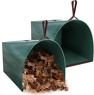 Joyhalo Reusable Yard Waste Bags, 2 Pack 50 Gallon Dustpan-Type Garden Bag for Collecting Leaves Garss Clippings, Heavy Duty lawn and leaf bags, Garden Waste Container for Clean Up Outdoor Debris