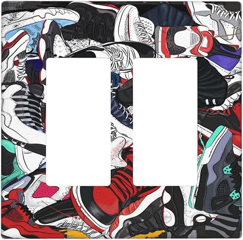 Miniatura 67 de Cubiertas Decorativas para Interruptor de Luz de Palanca Triple Retro Rojo Pulpo Monstruo Ola Marina Azul de 3 Segmentos Cubiertas de Placa de Pared