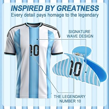 World Cup Merch Gifts Set: Sky Blue Stripe No.10 Hair Clip, World Cup Jersey Keychain & Argentina Flag Tattoos, Soccer Fan Accessories for Women World Cup Party Favors & Game Day Outfit 2026