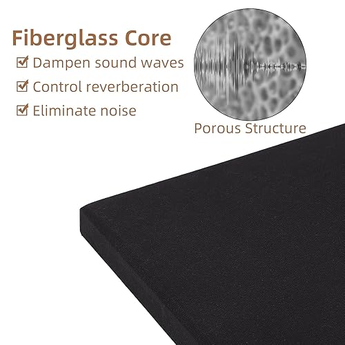 Miniatura 3 de FAHKNS Paneles de pared acústicos absorbentes de sonido 48 "x24" x 2 "paneles de pared insonorizados de fibra de vidrio, paneles de aislamiento