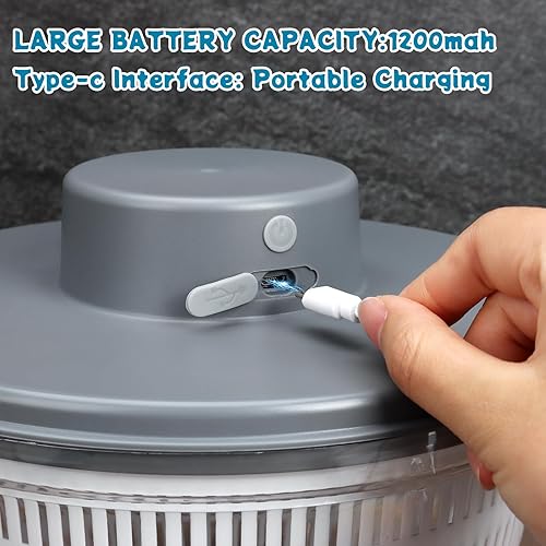 Miniatura 5 de Molinillo de ensalada grande, lavadora y secadora de verduras, lechuga eléctrica con cuenco para el hogar, cocina, lavado, secado de verduras de