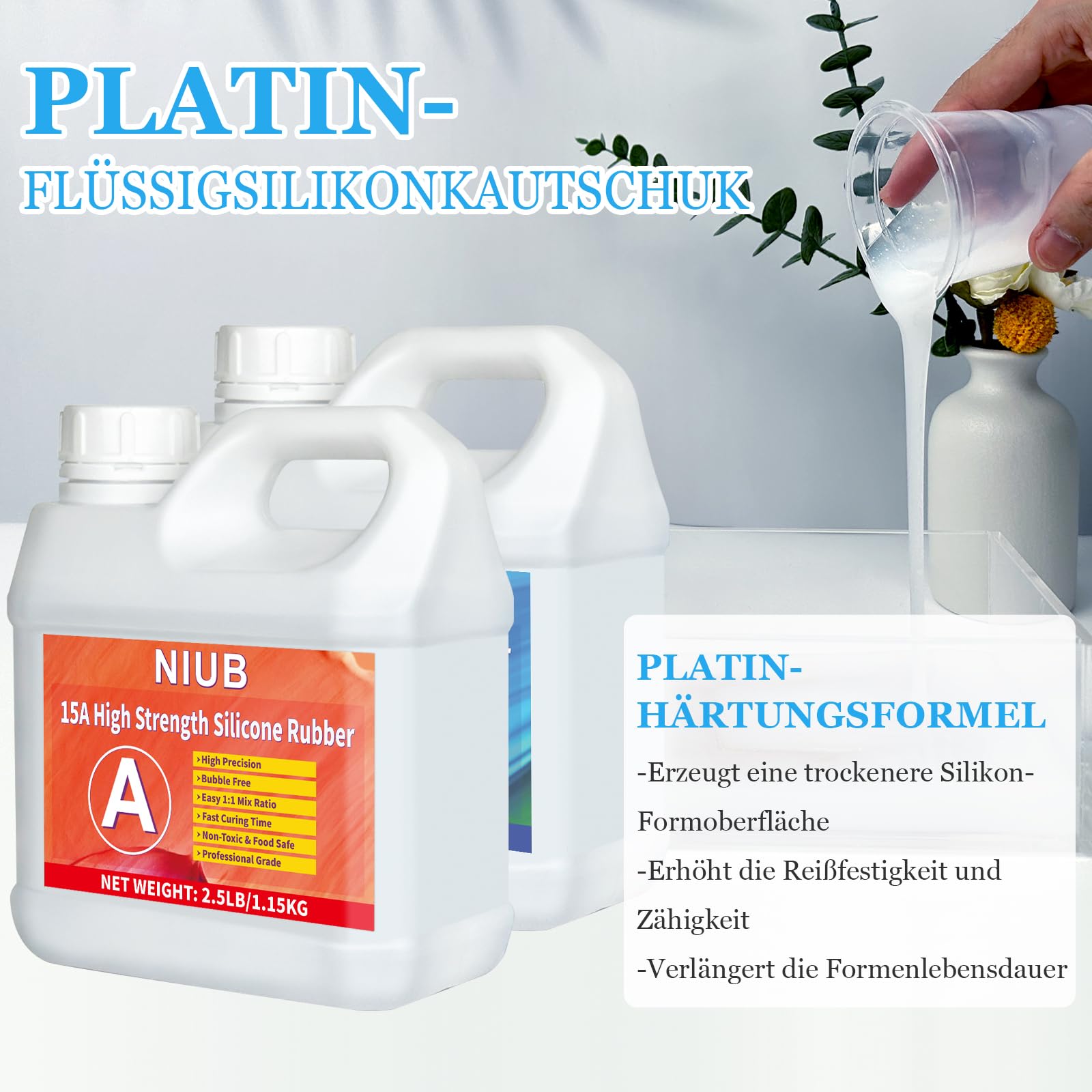 Abformsilikon,15A Flüssiges Silikon Abformmasse 2,5kg