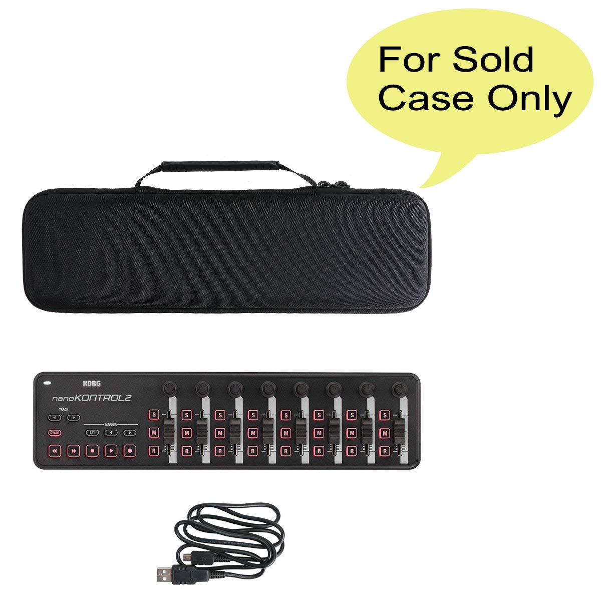co2CREA Duro Viajar Caja Estuche Funda para Korg 009516/Korg NANOKEY2BK - BK Controlador Midi(Funda Solo) (Estuche+asa Negra)