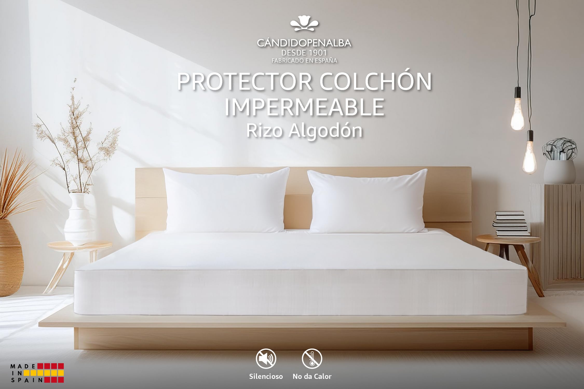 CandidoPenalba Pack 2 Protectores de Almohada Rizo Algodon. Protectores Transpirables Impermeables. Protector Antiacaros Antibacterias. Fabricado en España. 40x70 cm. 2 Unidades