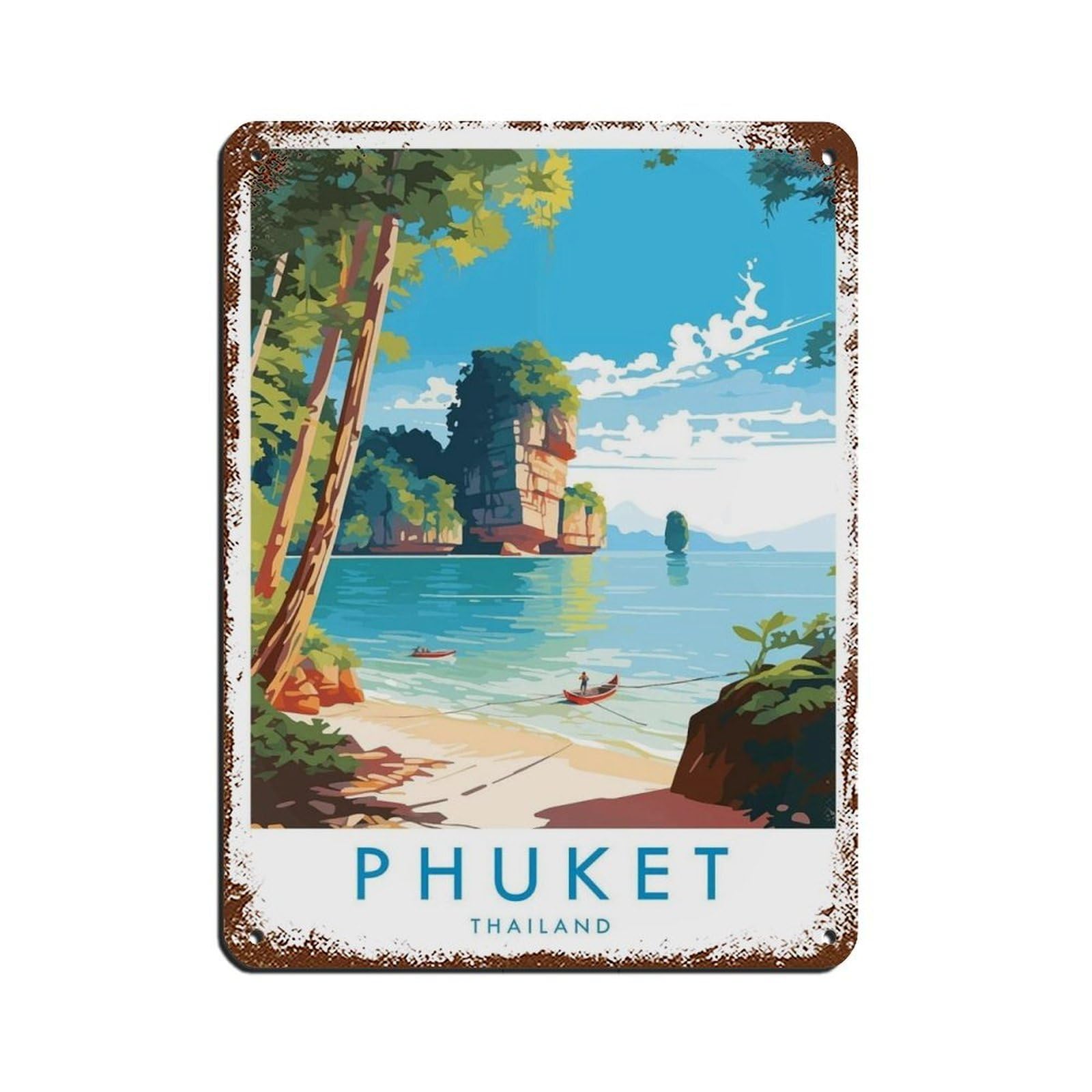 Phuket Travel Poster, Thailand（44） Tin Sign Vintage Metal Pub Club Cafe Bar Home Wall Art Decoration Poster Retro 12x16inch(30x40cm)