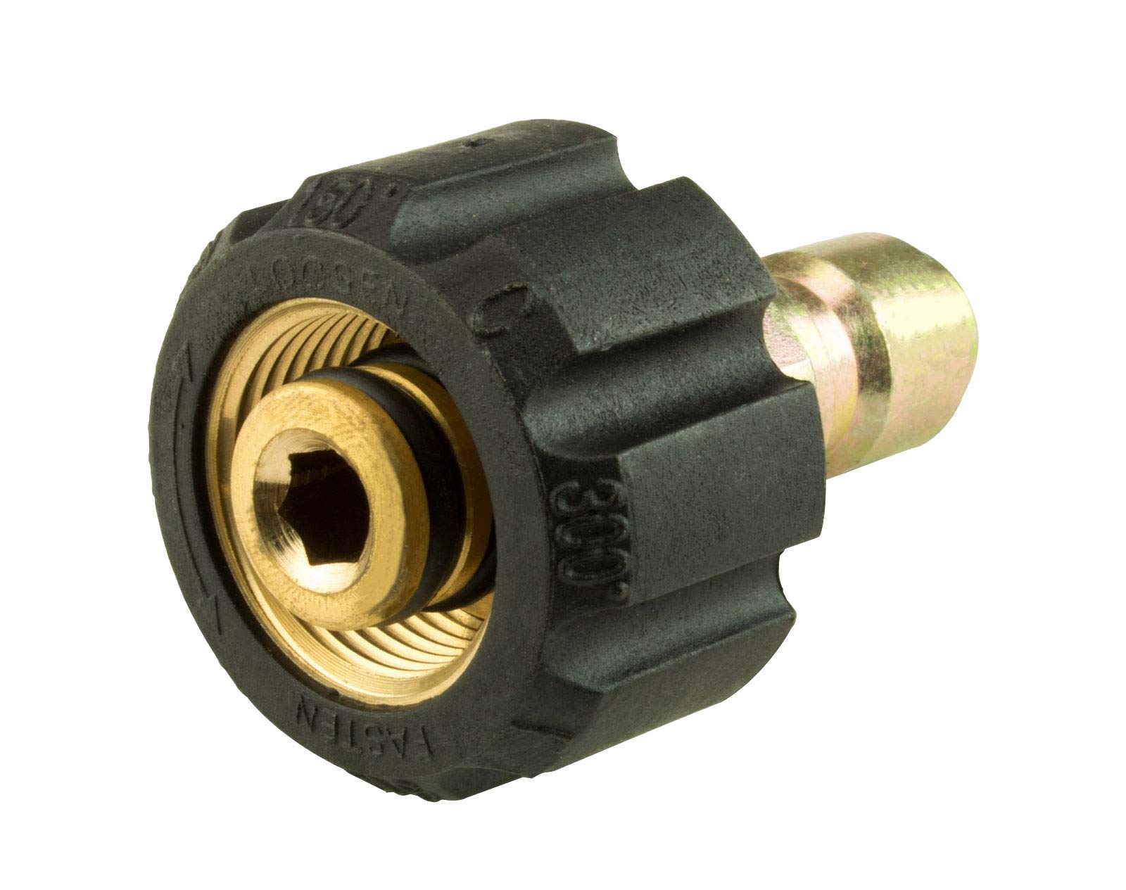 Erie Tools Pressure Washer Twist Connect M22 X 3/8" Quick Disconnect Plug 4500PSI High Pressure Brass Fitting 300° F Max Temp