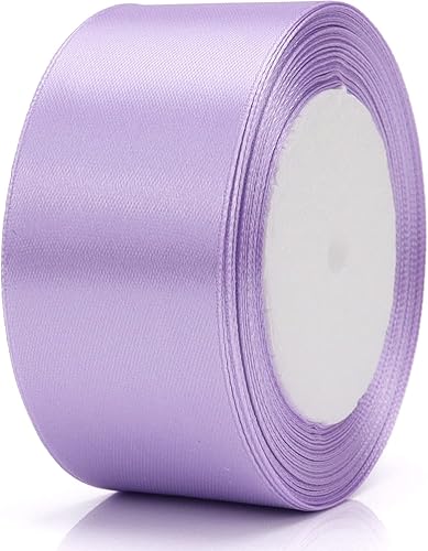 Miniatura 4 de Nsilu Cinta de satén de 25 yardas de 1-12 pulgadas de ancho adecuada para bodas, fiestas y cajas de regalo (morado claro, 1-12 pulgadas)