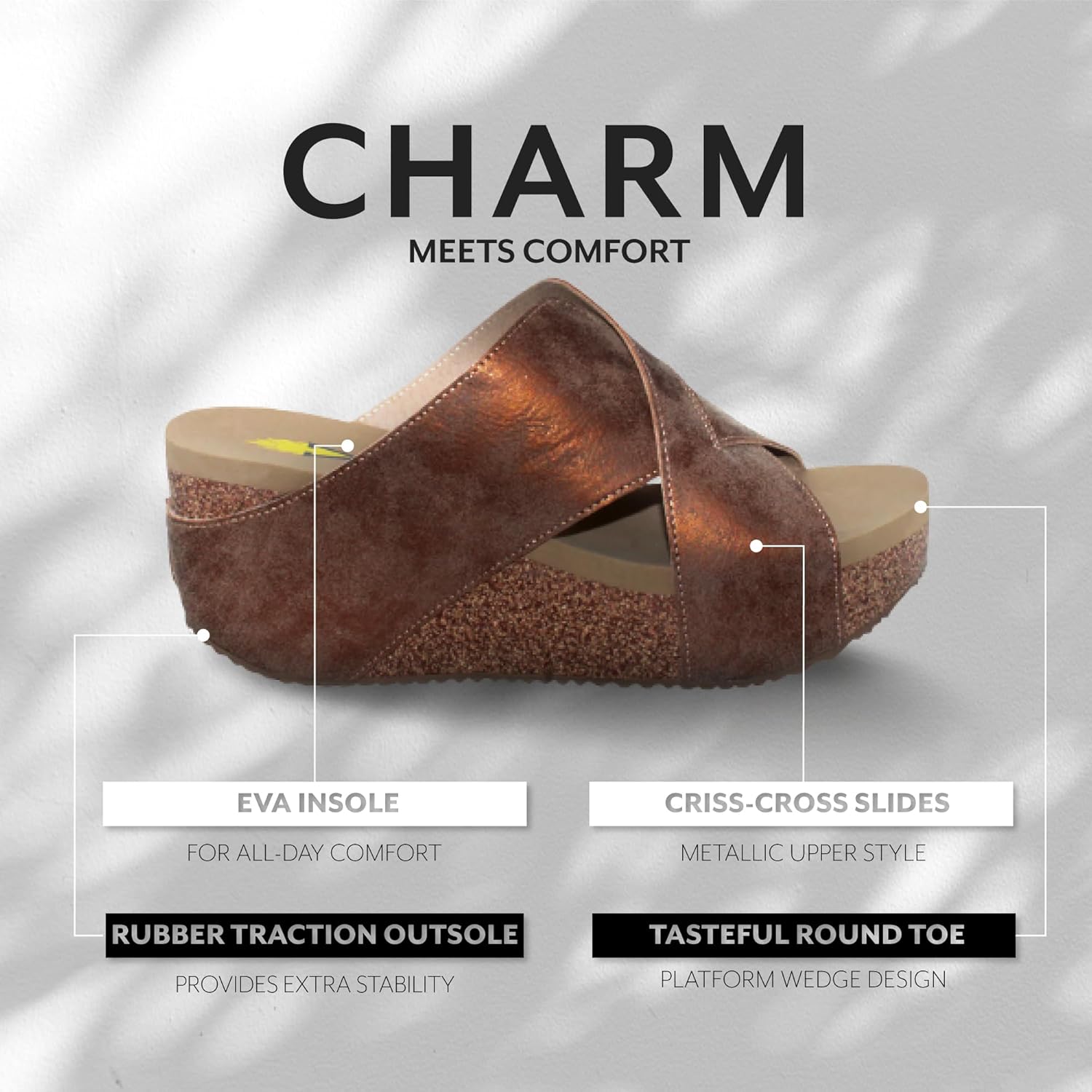 VOLATILE Women's Firefly Wedge Sandal, Bronze - 9 - Image 3