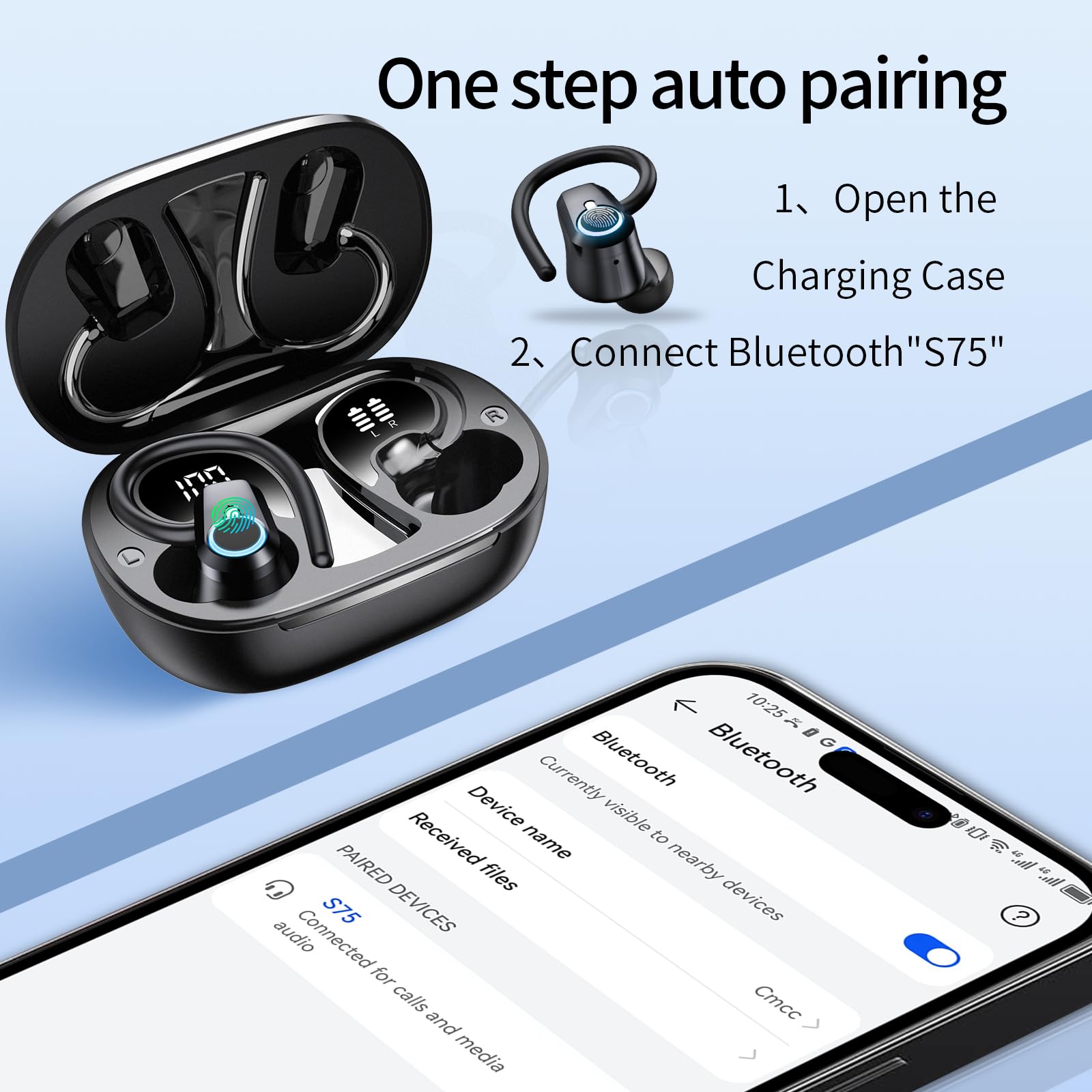 OYIB Écouteurs Bluetooth 5.4 Sport 2024 - Micro HD, Hi-Fi, IP7 étanches, Légers
