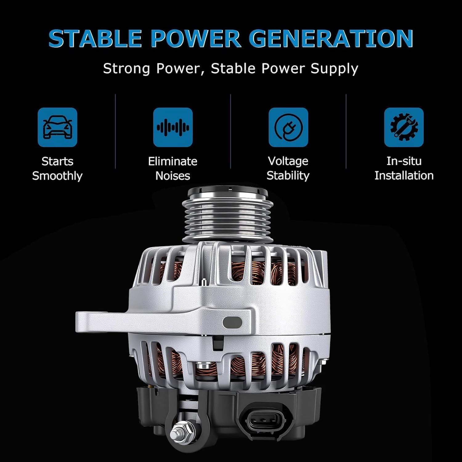 Alternator Compatible with Elantra 1.8L 2011-2017,for Elantra Coupe 1.8L 2013/2.0L 2014; for Elantra GT 2013-2014, for Forte 2014-2016; for Soul 2012-2013 37300-2E200 FG10T011, 2610428