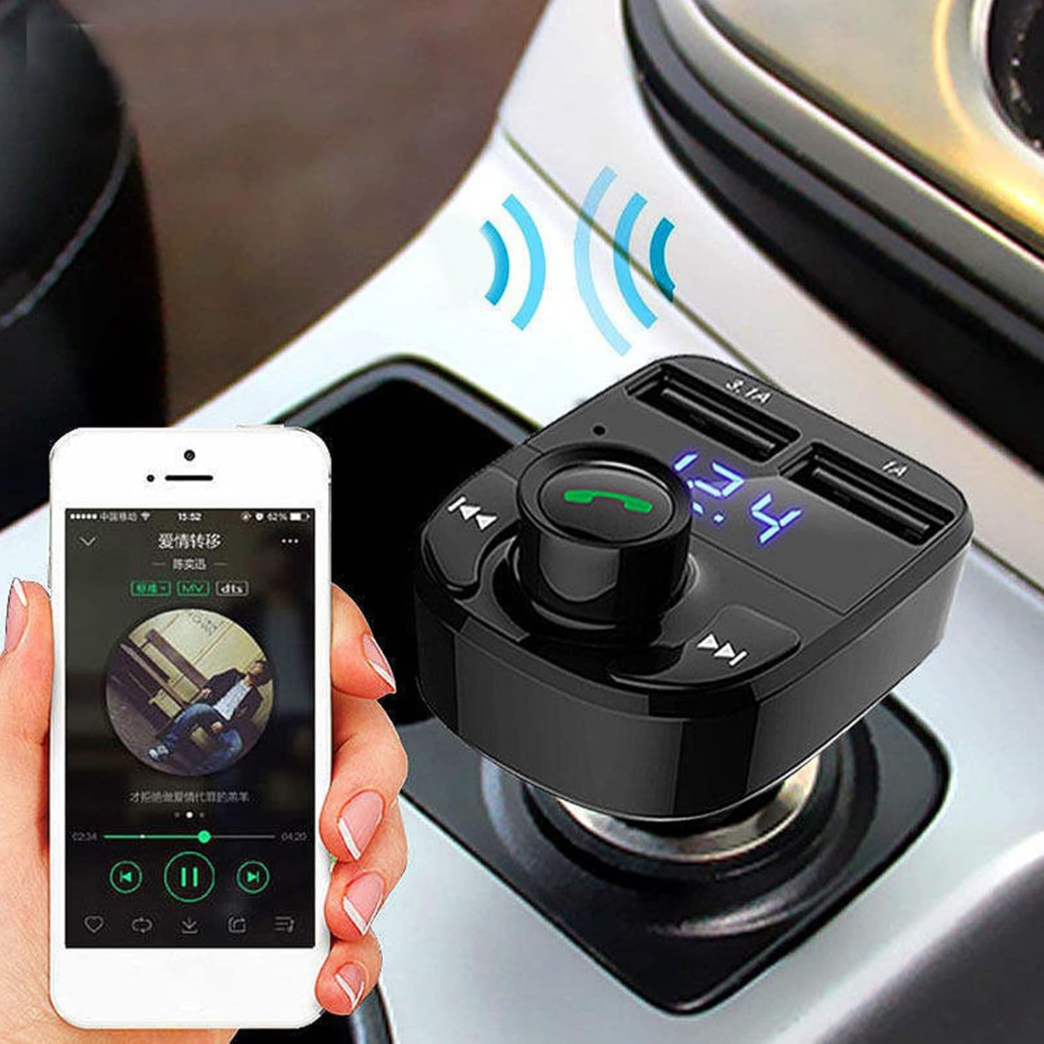 X8 carregador de carro sem fio compatível com bluetooth led transmissor fm duplo usb handfree carregamento de carro mp3 música tf u disco transmissor fm para rádio do carro