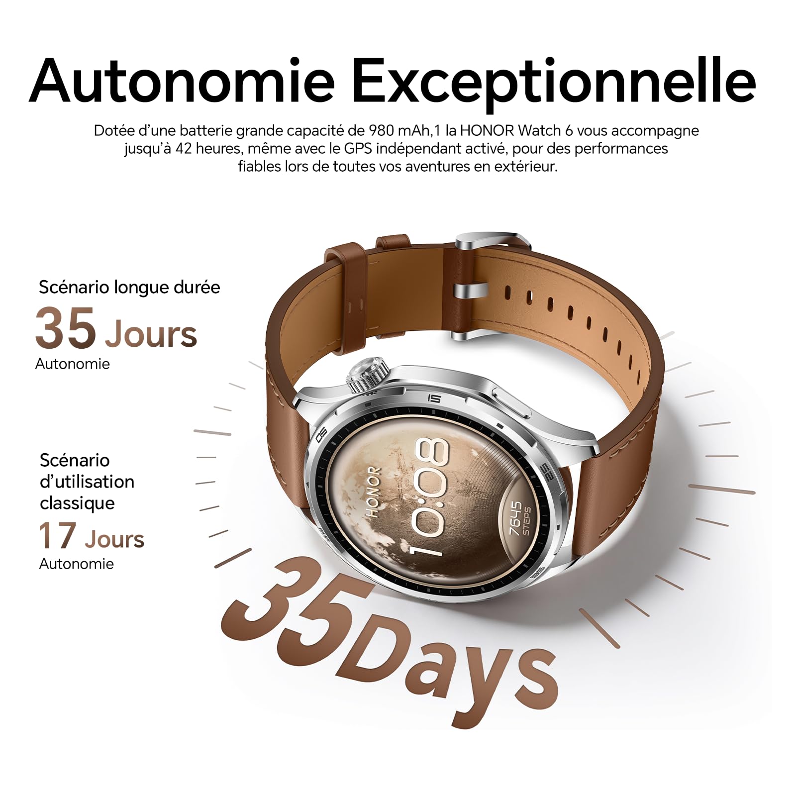 Honor Watch 6 Montre, 35 Jours Autonomie, Écran 1.46" LTPS 3000 Nit | Dual-Band, Football Pro et Badminton, 120+ Sports, GPS, 46.5mm, 10.8mm Mince, Suivi de la Santé | Dual-Band, Football Pro et Badminton, Écran 1.46’’ LTPS 3000 Nits, GPS, 46.5mm, 10.8mm