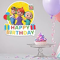 Vista 7 de EGD CoComelon JJ and His Brothers Happy Birthday Sign in PVC - Serie EGD X CoComelon - Suministros de cumpleaños de PVC - Soporte con cinta de doble