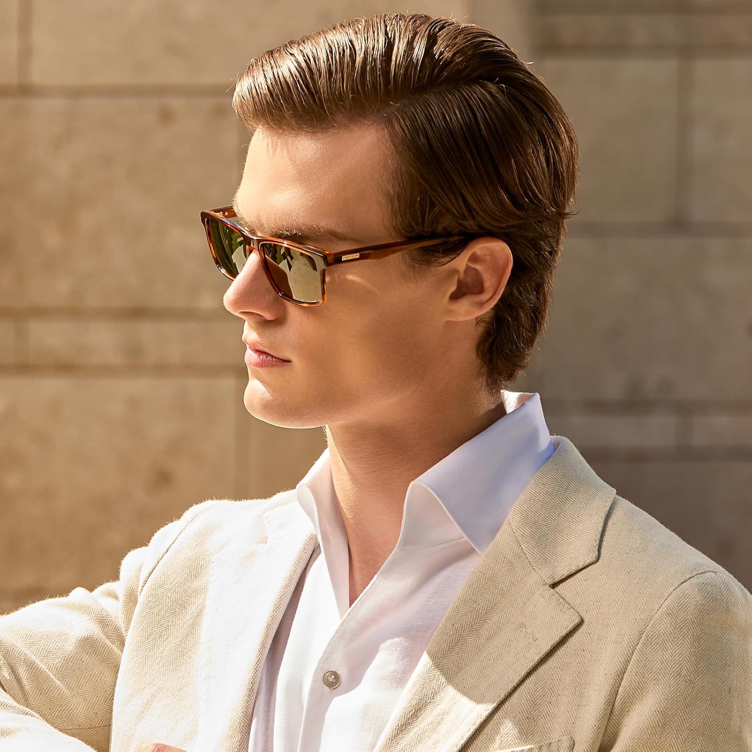 CARFIA Retro Acetate Mens Sunglasses Polarized Classic Square Sun Glasses CA62162 - Image 2