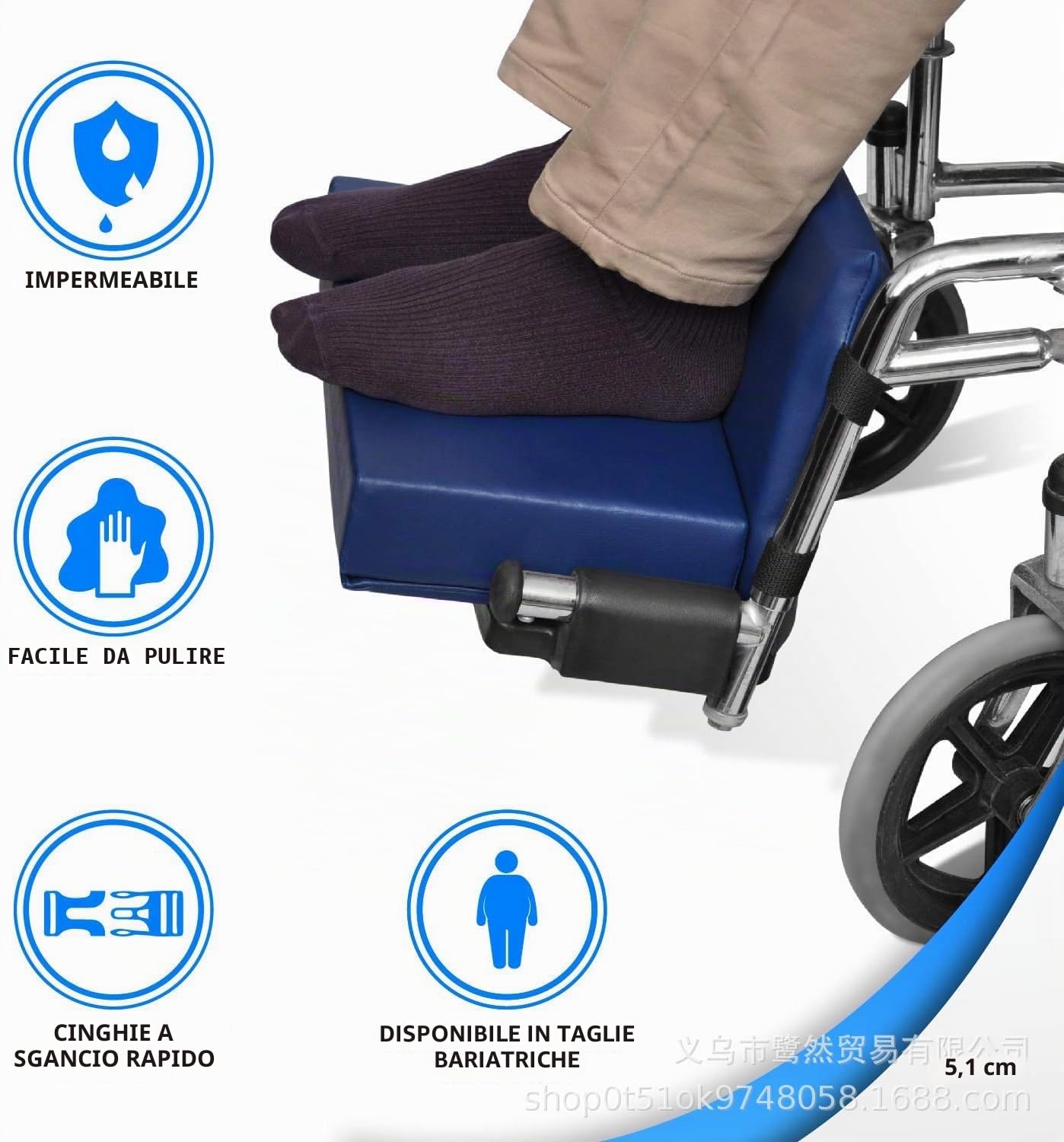 Prolunga poggiapiedi per sedia a rotelle, Proteggi poggiapiedi per sedia a rotelle Cuscino elevabile Protezione per cuscino per gambe per sedia a rotelle con cinghia a sgancio rapido per Disabili