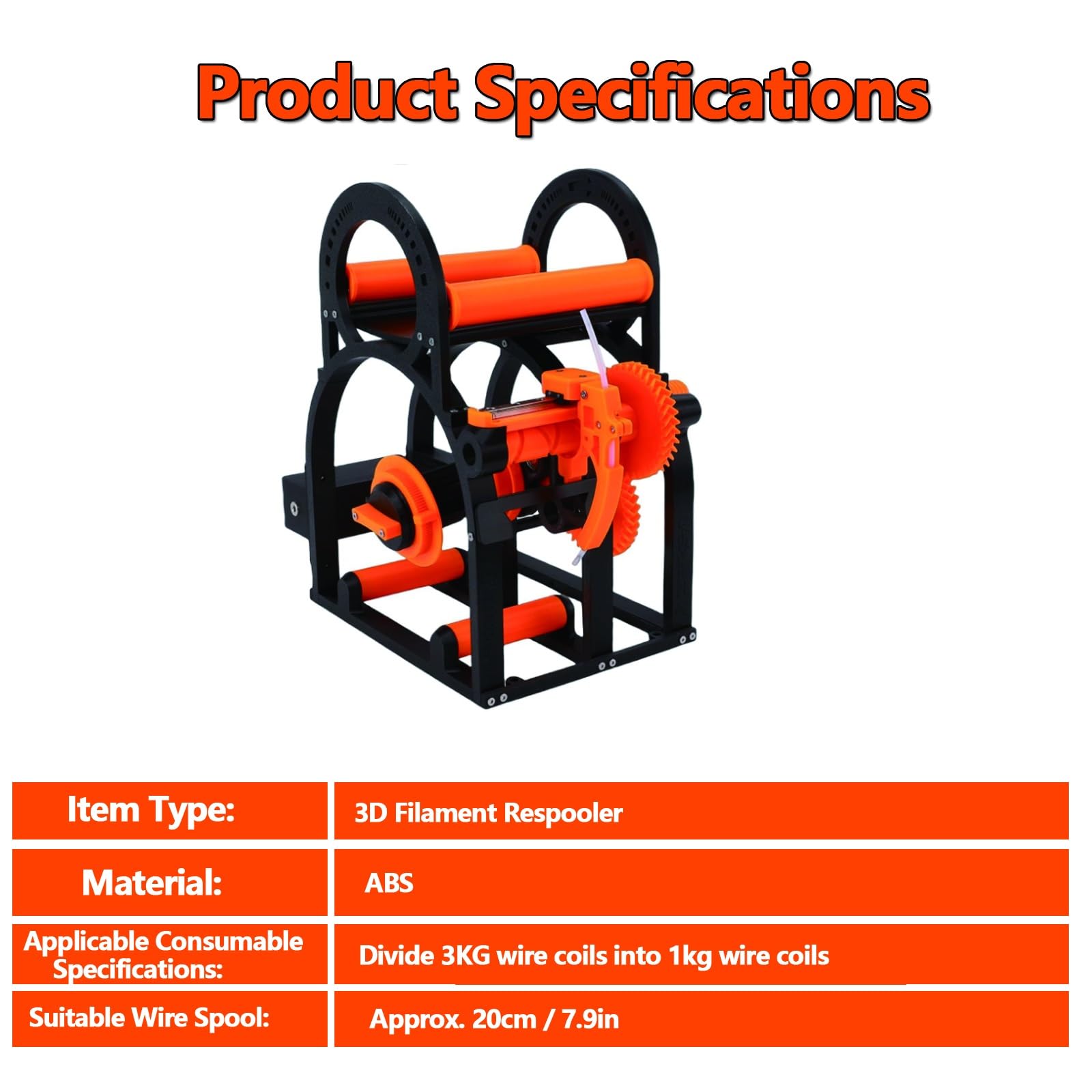 Respooler de filamento 3D, bobinador automático de bobina, herramienta de bobinado universal con control de tensión ajustable, diseño extraíble, para suministros de impresión