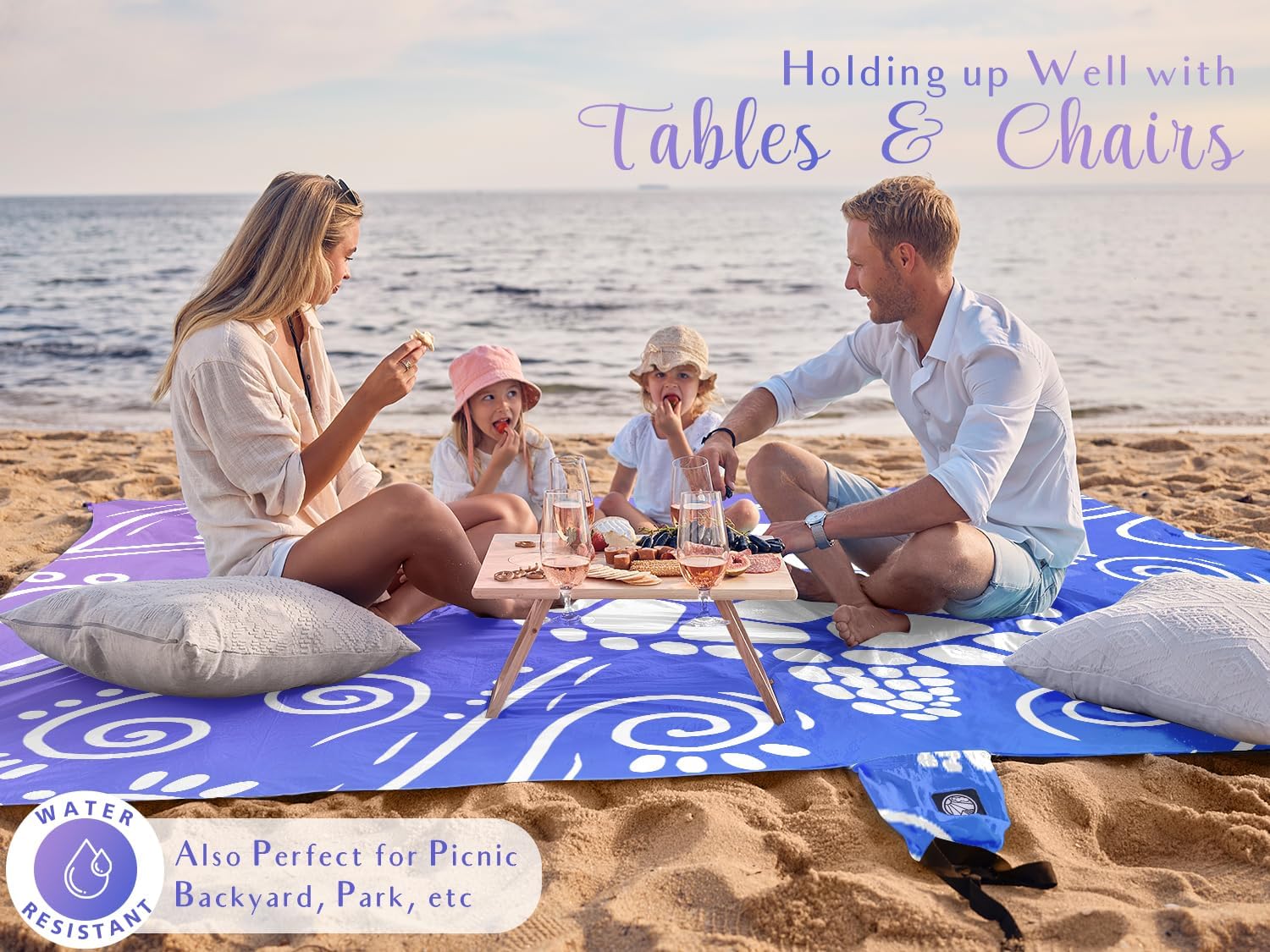 WEKAPO Beach Blanket Waterproof Sandproof Oversized Extra Large Sand Free image 4