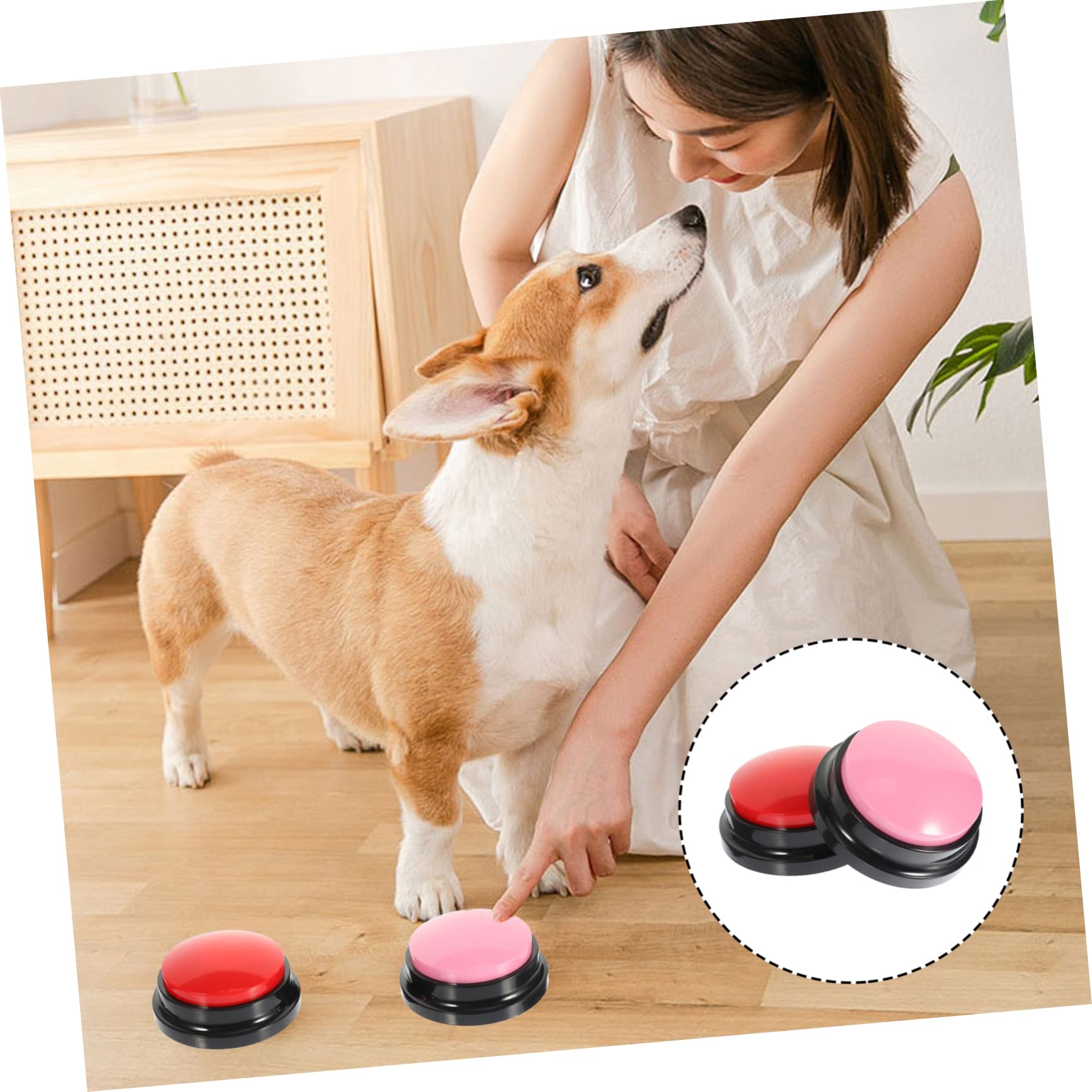 4piezas Botones Interactivos para Paquete De Botones Grabables para Comunicación y Gatos Juguete De Entrenamiento para El Aburrimiento y Comportamientos Destructivos Rojo y Rosa