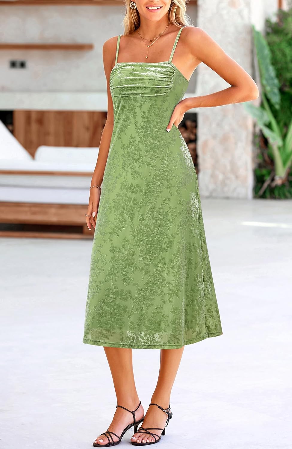 BTFBM Women's Summer Dress Sleeveless Spaghetti Strap Midi Dress Sexy Cowl Neck Floral Cocktail Dress Party Dresses