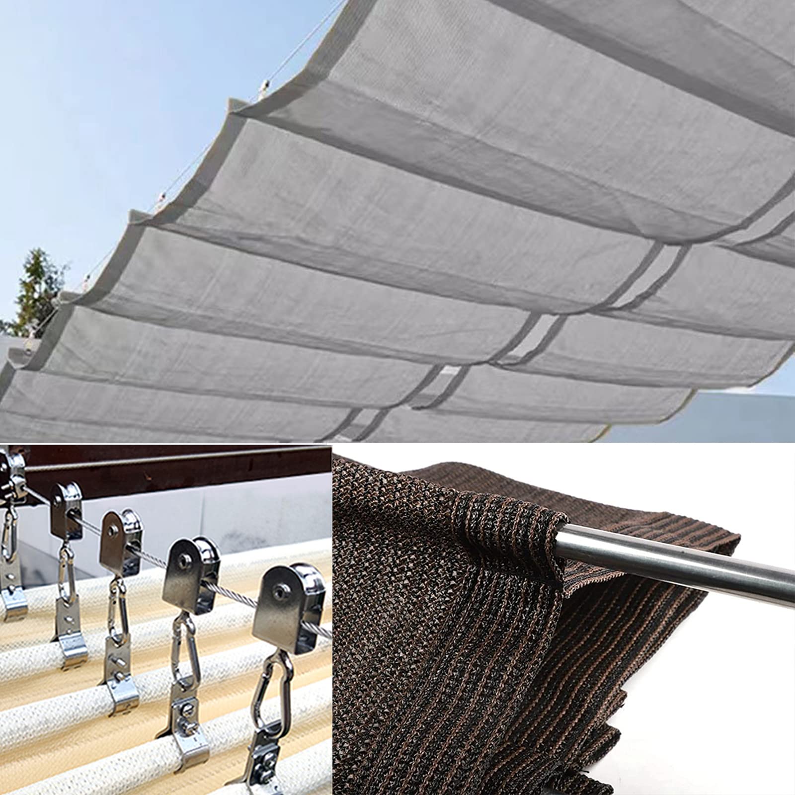 regen durchlässiges sonnensegel Terrassenwellen-Sonnenschutz für den Außenbereich, 4,8 m, Sonnensegel, mit UV-Block und grauem Vordach, Vordach, Pergola, Segel, Überdachung, zum Aufstecken, mit Draht, 1,4 x 5 m Breite des Schutzblechs:75 mm Rhaberberkompott mit Vanillesoße – in den Tropen)