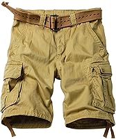 AKHIKING Men's Camo Cargo Shorts 100% Cotton Relaxed Fit Multi-Pocket Outdoor Work Casual Shorts